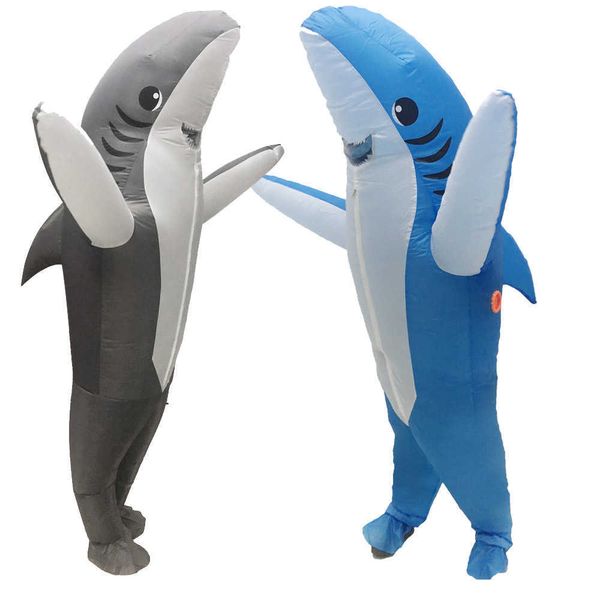 Disfraces inflables de tiburones azules para adultos, Cosplay de Anime de Halloween, traje de juego de rol, mascota, fiesta de lujo, juego de rol