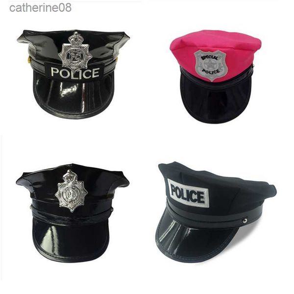 Adultos niños policía sombrero mujeres Cosplay rosa oficial especial gorra vestido disfraz hombres fiesta ejército militar sombreros L230621