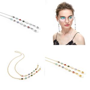 Volwassen kinderen zonnebril lenzenvloeistop touw goud kleurrijke kristal gezichtsmasker spektakel ketting mode-accessoires 3 1YT J2