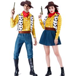 Volwassen Cowboy Cosplay Kostuums Jeans Party Maskerade Jongen Vrouw Wild West Fancy Cowgirl Vest Cap Sjaal Outfits