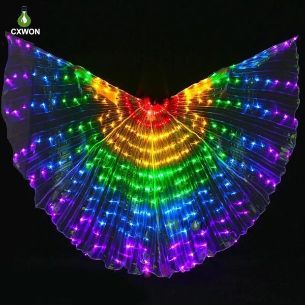Danseur adulte LED QERFORMANCE ailes de papillon fluorescentes LED danse du ventre ailes isis danse du ventre carnaval LED Costumes252t