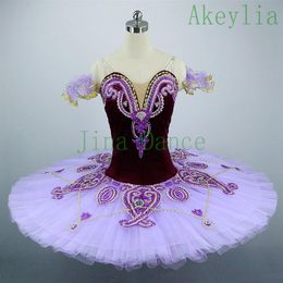 Adulte violet foncé professionnel Ballet Tutu Costumes enfants compétition Ballet plateau Tutu violet femmes classique Costume Tutu Balle311Y