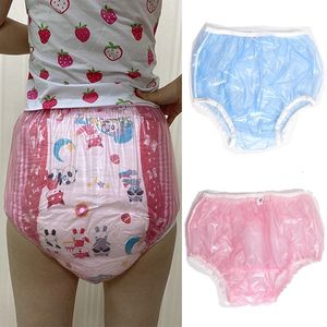 Adult Diapers Nappies 2PCS abdl adult baby Diapers pvc pink and blue reusable panties Baby dodot diaper ddlg pantie little space diapers panties 5 XL 231020