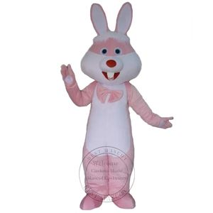 Costume de lapin de Pâques adulte Costume de mascotte de lapin rose tenue d'accessoires de corps complet de fête d'anniversaire