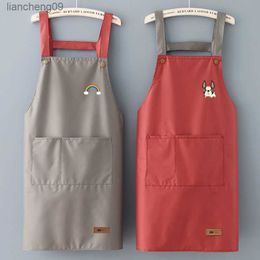 Adulte mode femme tablier cuisine domestique cuisine étanche et résistant à l'huile 2023 nouvelle Version coréenne travail robe tablier L230620