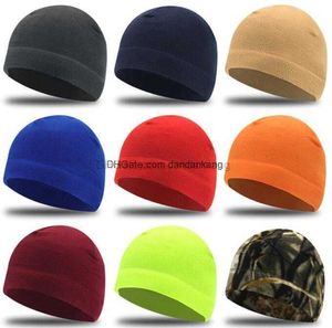 Adulte polaire chapeaux thermique Skullcap 12 couleurs hiver chaud hommes femmes crâne Beanie chapeau sans bord mode décontracté Melon casquette