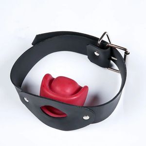 Jeux pour adultes Sex Slave Gag Bdsm Bondage Bouche Ouverte Gag Noir / Rouge Latex Bouche Souple Dilatation Ball Sex Toys Pour Couples Mouth Ball 240117