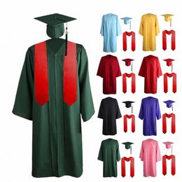 Volwassen Graduati Toga Cap Set Unisex Schooluniform Cosplay Bachelor Kostuum College Universiteit Ceremy Pak Vrouwen Mannen Gift x0H6 #