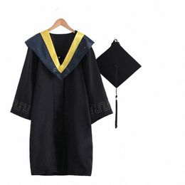 Adulto Graduati Vestido Cap Set Unisex Uniforme escolar Cosplay Licenciatura Traje Universidad Universidad Ceremy Traje Mujeres Hombres Regalo W8aW #