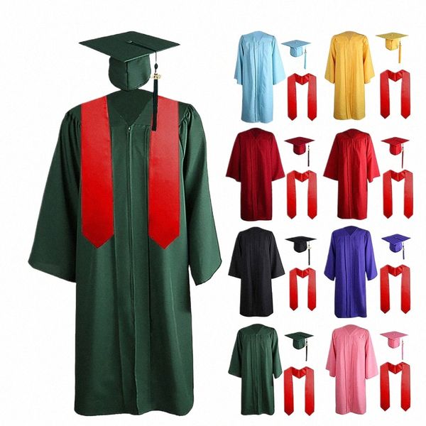 Adulte Graduati Robe Cap Set Uniforme scolaire unisexe Cosplay Bachelor Costume College University Ceremy Costume Femmes Hommes Cadeau x0H6 #