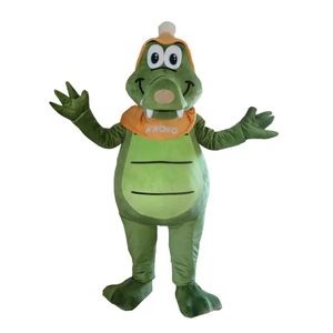 Adulte Green Crocodile Mascot Costume Carnival Festival Advertising Party Party Robe avec fan en tête