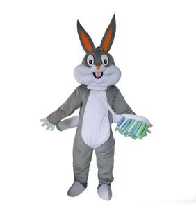 Volwassen Grijze Bugs Bunny Konijn Mascotte Kostuum Carnaval Festival Commerciële Reclame Feestjurk Met Een Mini Fan Binnen Hoofd
