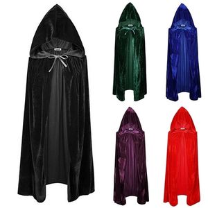 Adulte Halloween Velours Cape Cape À Capuchon Costume Médiéval Sorcière Wicca Robe Manteaux 5 Couleurs 220817