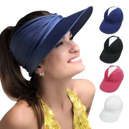 Chapeau adulte pour les femmes Anti-UV Visor largeur Visor Chapeau facile à transporter Caps de voyage Fashion Beach Dames Summer Protection Sun Protection