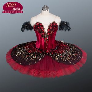 Volwassen hoogwaardige zwarte professionele ballet tutu Swan Lake Ballet Costumes Red Ballet Tutu voor meisjes LD9045 306P