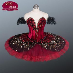 大人の高品質黒プロのバレエチュチュ白鳥の湖バレエ衣装赤バレエチュチュ女の子のための LD90452506