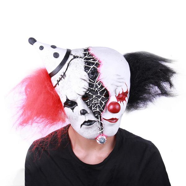 Adulte horreur tour jouet effrayant accessoire Latex masque Clown visage couverture terreur effrayant blague pratique pour fête Halloween Double tête