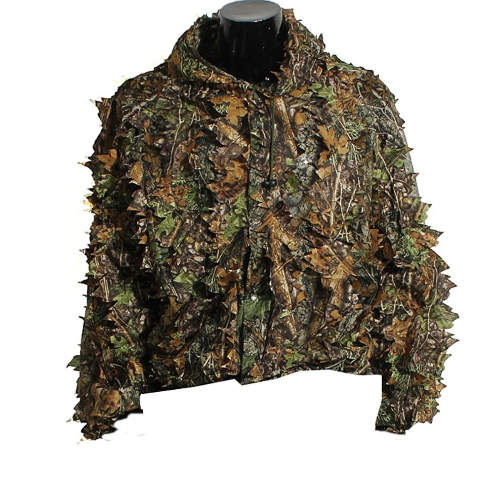 Adult Hunting Jackets 3D Leaves Bionic Camouflage Hunting Ghillie Suit Durable CS Shooting Suit Breathable Tactical Military Combat Clothes Set 230825