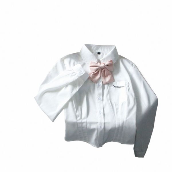 Camisa de uniforme escolar para estudiantes universitarios japoneses y coreanos para adultos Forro de otoño e invierno Tops Collar a tope Chica JK Traje de marinero D72m #