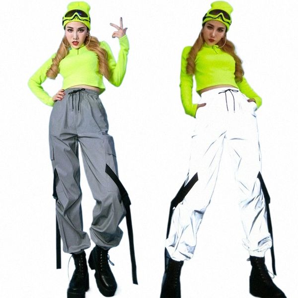 Adulte Jazz Dance Costume Hip-Hop Femmes Rave Vêtements Discothèque Dj DS Show Vêtements Réfléchissant Salopette Pantalon Vert Tops DNV14211 b5mQ #