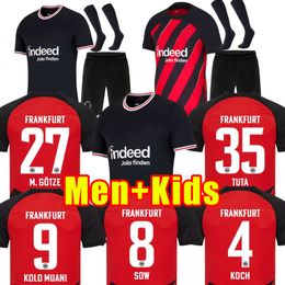 enfants adultes 23 24 maillots de football Eintracht Francfort troisième rouge 2023 2024 Die Adler SOW SILVA KOSTIC JOVIC kit uniforme de football pour enfant HASEBE KAMADA ensemble complet de maillot