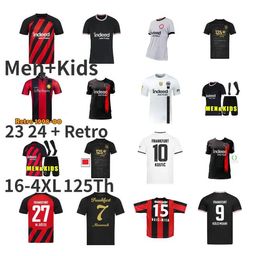 Adultes Enfants 23 24 Eintracht Frankfurt Soccer Jerseys Rouge Troisième 2023 2024 Die Adler SOW SIA KOSTIC Jovic Football Uniforme Kit Enfant HASEBE KAMADA Jersey Complet