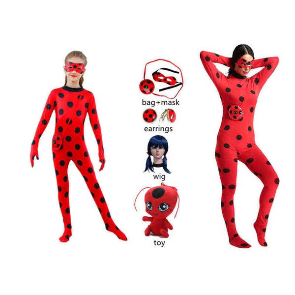 Niños adultos Cosplay Ven niños Halloween para niña Fiesta de cumpleaños Ropa de lujo Bug Monos con máscara L220715