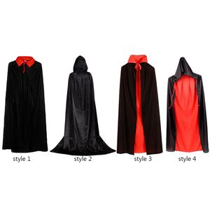 Costume Cosplay Cosplay Halloween Cloak réversible Black Red Velvet Robe Cape Wizard Wizard Vampire Cloak pour Halloween