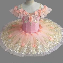 Adulte Kids Flower Girls Professional Ballet Tutu Dress Femme Princesse Platter Pancake Swan Lake Ballerina Stage Dance Costume 240411