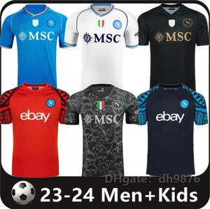 Maradona 23 24 Napoli camisetas de fútbol Nápoles Adulto Cara Juego camiseta de fútbol especial 2023 2024 Hombres kit para niños KOULIBALY uniforme KVARATSKHELIA OSIMHEN LOZANO Campioni