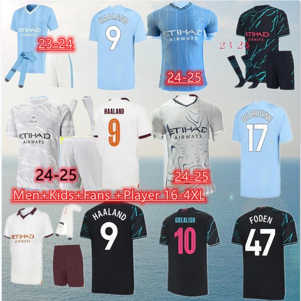 23 24 25 Maillots de football HAALAND 2024 DE BRYNE PHILLIPS MANS CITIES FODEN J.ALVAREZ GREALISH FERRAN MAHREZ FODEN BERNARDO JOAO CANCELO Z RODRIGO Fans Player S-4XL