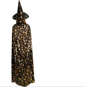 Enfants adultes Halloween Cape et Cap ensemble Costumes Déguisements Enfants Parti Cosplay cape chapeau prop étoile crâne impression robe sorcière manteaux