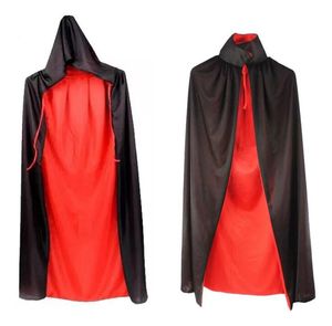 Enfants adultes Halloween Party Cosplay Vêtements Long Noir Cape À Capuche Mort vampire Capes mascarade décoration de fête Cosplay Diable Cape