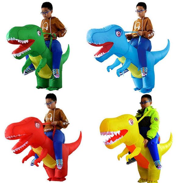 Disfraz inflable para niños adultos Halloween dragón dinosaurio Cosplay t-rex disfraces niños montar en Dino Purim disfraces G0925275F