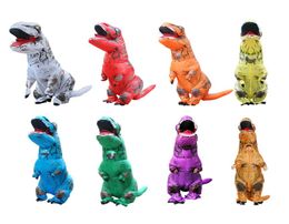Niños adultos disfraz de dinosaurio inflable T Rex Cosplay Fiesta de la fiesta Disfraz de Halloween para hombres Mujeres