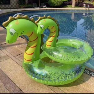 Adulte enfants gonflable dinosaure mignon animal été en caoutchouc anneau de natation piscine flotteur jeu plage accessoires jouets d'eau 240322