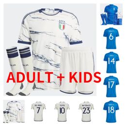 kit enfants adultes 2023 2024 maillots de football italie Italia 23 24 maglie da calcio VERRATTI CHIESA GNONTO maillot de football T LORENZO PINAMONTI POLITANO GRIFO kit enfant uniforme