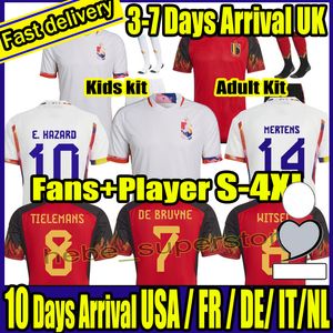 2022 Belgium Soccer Jersey fans Player version COURTOIS hazard LUKAKU TIELEMANS 22 23 Michy Batshuayi Kevin De Bruyne KOMPANY men Football Shirt Adult Kids kit - socks