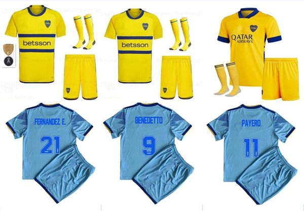 Kit enfants adultes CAVANI Boca Juniors Soccer Jerseys à domicile 3ème 2023 2024 MARADONA BENEDETTO MARCOS ROJO CARLITOS DE ROSSI TEVEZ 23 24 JANSON MEDINA maillots de football