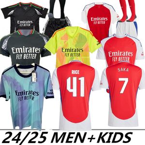 S-4xl Rice Soccer Jerseys Saliba Gunners 25 24 Martinelli G. Jesus 2024 Smith Rowe Jersey Saka Havertz Football Shirt Odegaard Kid Kid Equipment Gardin Gardin Ramsdale