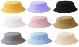 Adulte Kids Summer Foldable Bucket Hat Couleur solide Hip Hop largeur Brim plage UV Protection Round Top Suncreen Fisherman Cap3929394