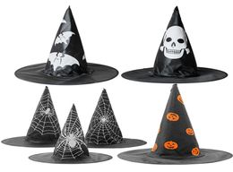 Chapeau de sorcière pour enfants adultes citrouille araignée bat web crâne Wizard chapeau Halloween cosplay costume accessoire plaf