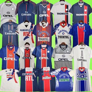 Retro voetbalshirts PSGS Maillots de voetbalshirt Parijs 90 91 92 93 94 95 96 97 98 99 00 01 02 03 12 13 17 18 Vintage uniform OKOCHA PAULETA WEAH CAVANI DI MARIA RONALDINHO