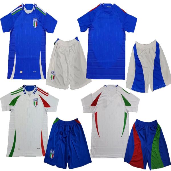 Kit para adultos Camisetas de fútbol de Italia 2024 2025 Camisetas italianas SCAMACCA INMOBILE CHIESA camisetas de fútbol RASPADORI JORGINHO BARELLA 24 25 hombre kit para niños Maglia italiana