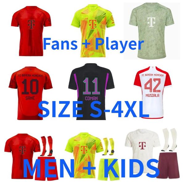 23 24 25 Kane Bayern Soccer Jerseys Player Version Sane Kimmich Munich Muller Davies Coman 2024 2025 Football Shirt Goretzka Gnabry Musiala Men Kid Kit Set Uniforms