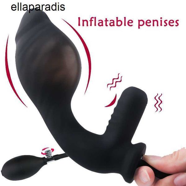 Masajeador para adultos, consolador inflable con 10 modos, vibrador enorme, tapón Anal grande, bomba de coño, dilatador, Juguetes sexuales a tope expandibles