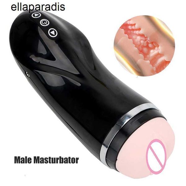 Masajeador para adultos 21 cm Masturbador masculino Vibrador Coño real vaginal para hombres 18 Bomba de pene Agrandamiento Glande Chupando Juguetes sexuales Productos eróticos
