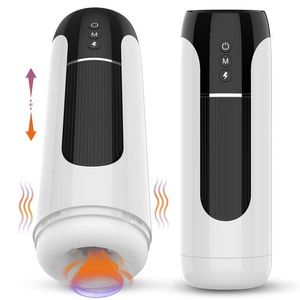 Seksspeeltje Stimulator Automatische Telescopische Kunstkut Zuigen Verwarming Masturbatie Cup Interactieve Stem Echte Vagina Elektrisch Climax Seksspeeltje Mannen