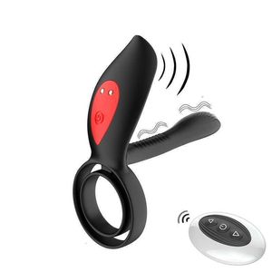 Volwassen Massager Vertraging Ejaculatie Penis Vibrator met Dubbele Cockring Tepels Sex voor Mannen Clitoris Stimulator