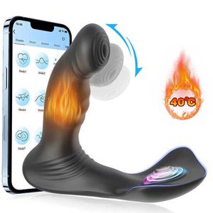 Volwassen stimulator Prostaatstimulator met twee motoren Swingende anale plug Slimme verwarming App-bediening Kunstkut Butt voor de mens
